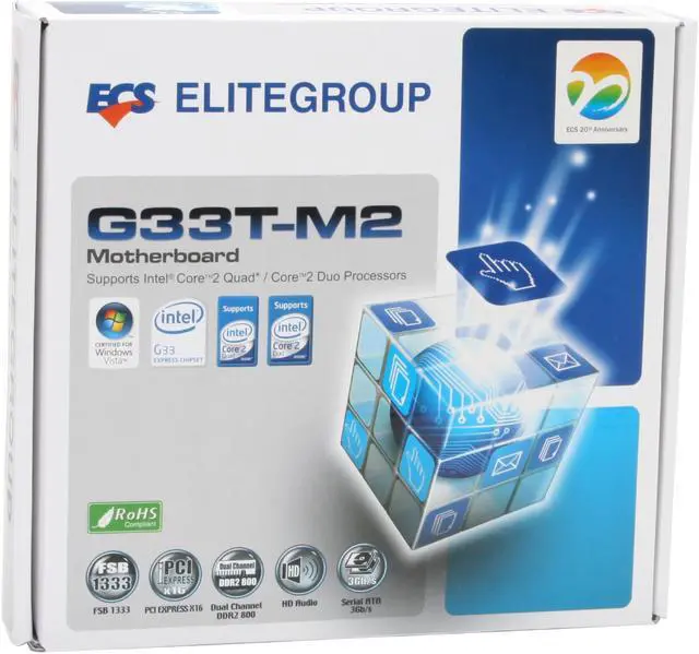 Alt view image 7 of 7 - ECS G33T-M2 LGA 775 Intel G33 Micro ATX Intel Motherboard