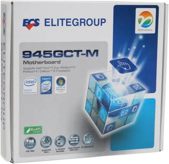 Alt view image 7 of 7 - ECS 945GCT-M (V1.0) LGA 775 Intel 945GC Micro ATX Intel Motherboard