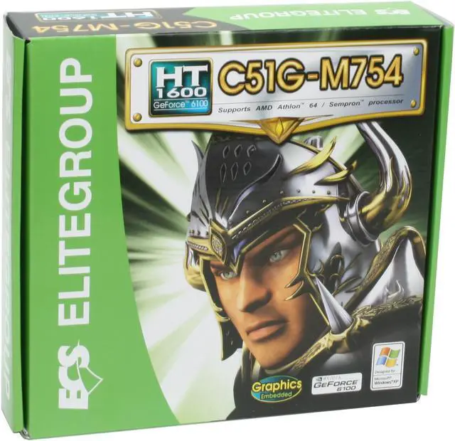 Alt view image 7 of 7 - ECS C51G-M754 A 3200+ AMD Athlon 3200+ 754 NVIDIA GeForce 6100 Micro ATX Motherboard / CPU Combo