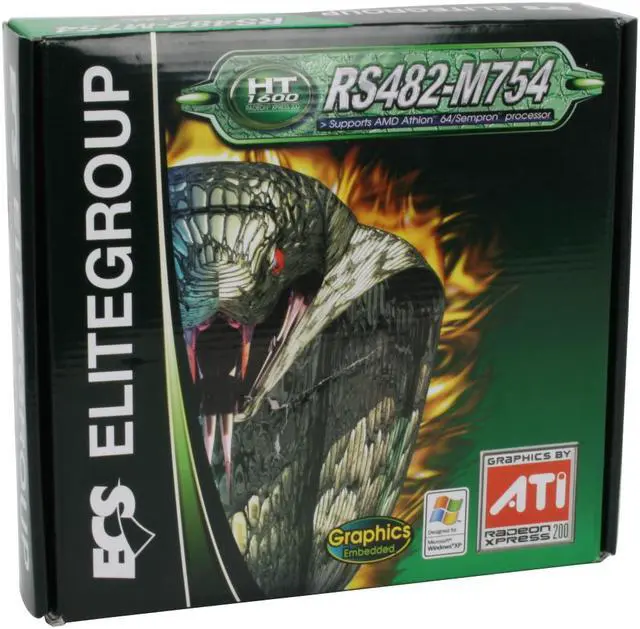 Alt view image 6 of 6 - ECS RS482-M754 A 3200+ AMD Athlon 3200+ 754 ATI RS482 Micro ATX Motherboard / CPU Combo
