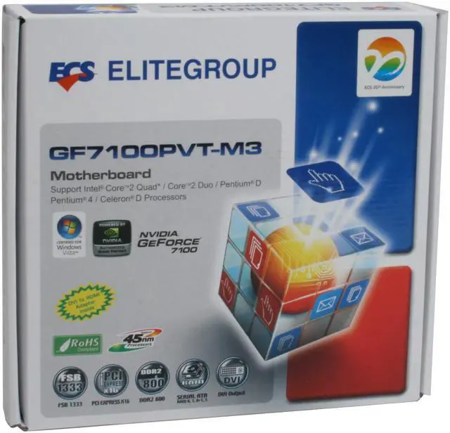 Alt view image 7 of 7 - ECS GF7100PVT-M3 LGA 775 NVIDIA GeForce 7100 HDMI Micro ATX Intel Motherboard