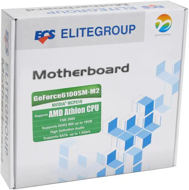 Alt view image 7 of 7 - ECS GeForce6100SM-M2 (V1.0A) AM2 NVIDIA GeForce 6100 Micro ATX AMD Motherboard