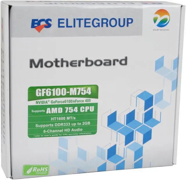 Alt view image 9 of 9 - ECS GF6100-M754 (V1.0) Athlon 3200+ 754 NVIDIA GeForce 6100 Micro ATX Motherboard/CPU/Memory Combo