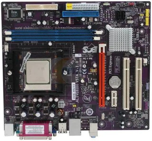 Alt view image 4 of 9 - ECS GF6100-M754 (V1.0) Athlon 3200+ 754 NVIDIA GeForce 6100 Micro ATX Motherboard/CPU/Memory Combo