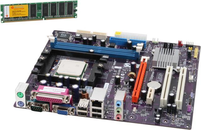 ECS GF6100 M754 V1.0 Athlon 3200 754 NVIDIA GeForce 6100 Micro ATX Motherboard CPU Memory Combo