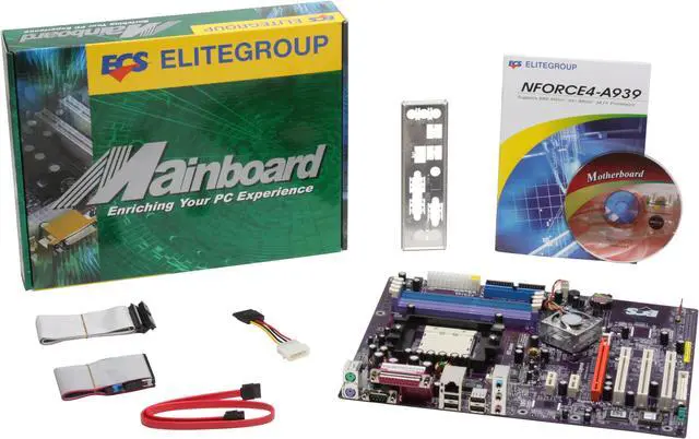 Alt view image 2 of 2 - ECS NFORCE4-A939 (V1.0) 939 NVIDIA nForce4 ATX AMD Motherboard