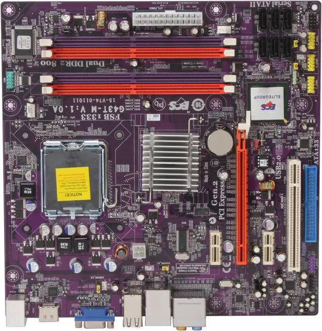 Alt view image 3 of 5 - ECS G43T-M LGA 775 Intel G43 HDMI Micro ATX Intel Motherboard