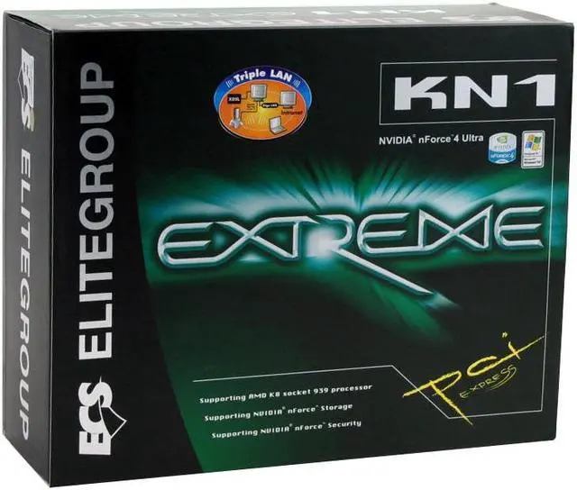 Alt view image 5 of 5 - ECS KN1 Extreme 939 NVIDIA nForce4 Ultra ATX AMD Motherboard