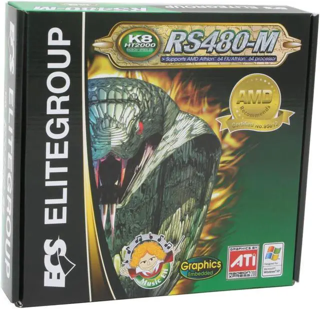 Alt view image 5 of 5 - ECS RS480-M V1.0 939 ATI Radeon Xpress 200 Micro ATX AMD Motherboard