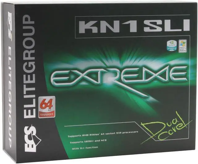 Alt view image 5 of 5 - ECS KN1 SLI Extreme (1.0A) 939 NVIDIA nForce4 SLI ATX AMD Motherboard