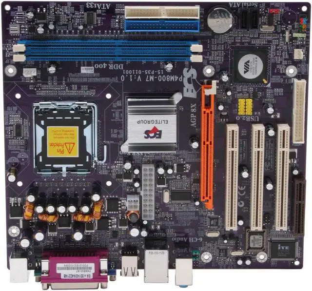 Alt view image 3 of 5 - ECS P4M800-M7 LGA 775 VIA P4M800 Micro ATX Intel Motherboard