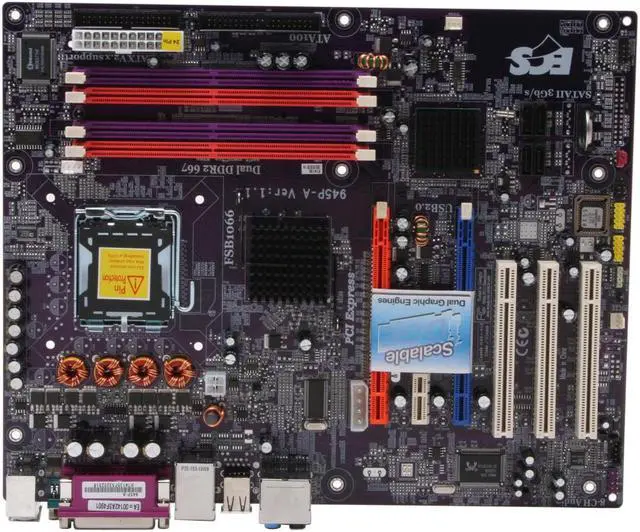 Alt view image 3 of 5 - ECS 945P-A (1.1) LGA 775 Intel 945P ATX Intel Motherboard