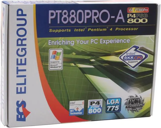 Alt view image 5 of 5 - ECS PT880PRO-A (1.0A) LGA 775 VIA PT880 PRO ATX Intel Motherboard