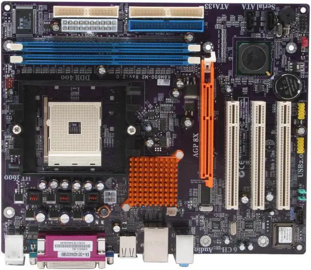 Alt view image 3 of 5 - ECS K8M800-M2 (2.0) 754 VIA K8M800 Micro ATX AMD Motherboard