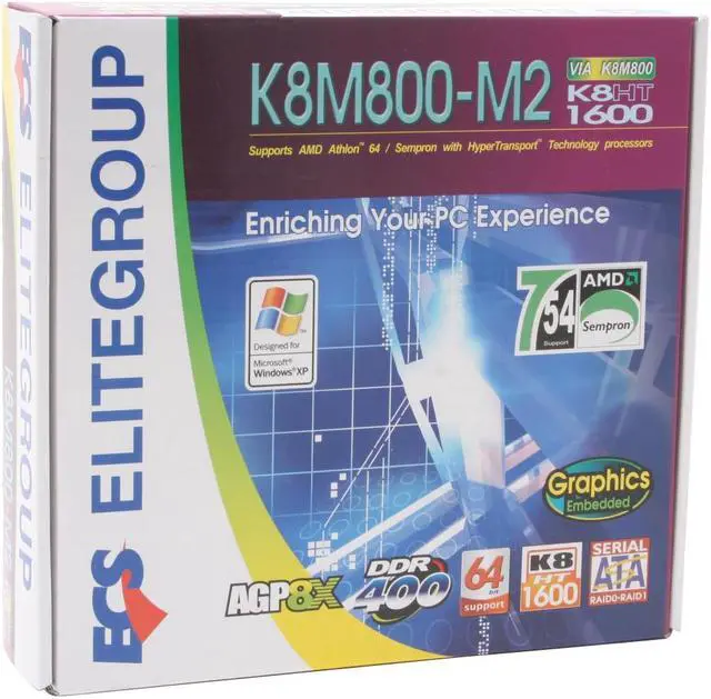 Alt view image 5 of 5 - ECS K8M800-M2 (2.0) 754 VIA K8M800 Micro ATX AMD Motherboard