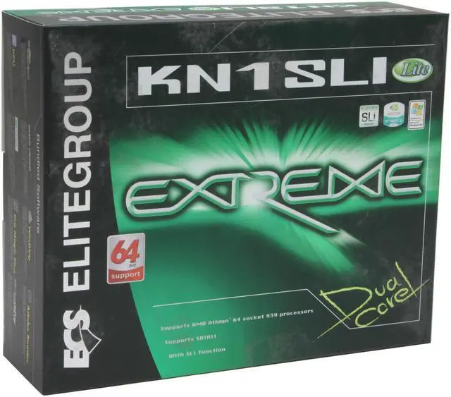 Alt view image 5 of 5 - ECS KN1 SLI Lite (1.0A) 939 NVIDIA nForce4 SLI ATX AMD Motherboard