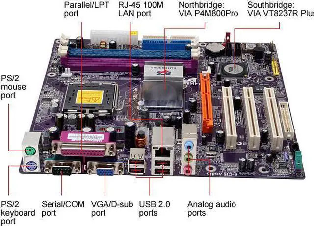 Alt view image 2 of 5 - ECS P4M800PRO-M (1.0) LGA 775 VIA P4M800 PRO Micro ATX Intel Motherboard