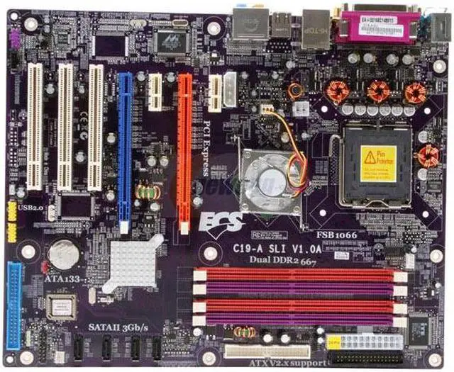 Alt view image 2 of 4 - ECS C19-A SLI (1.0A) LGA 775 NVIDIA nForce4 SLI XE ATX Intel Motherboard