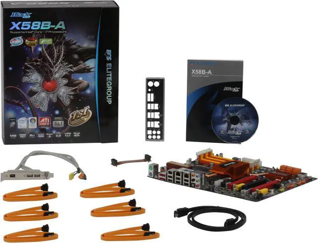 Alt view image 5 of 5 - ECS BLACK SERIES X58B-A LGA 1366 Intel X58 ATX Intel Motherboard