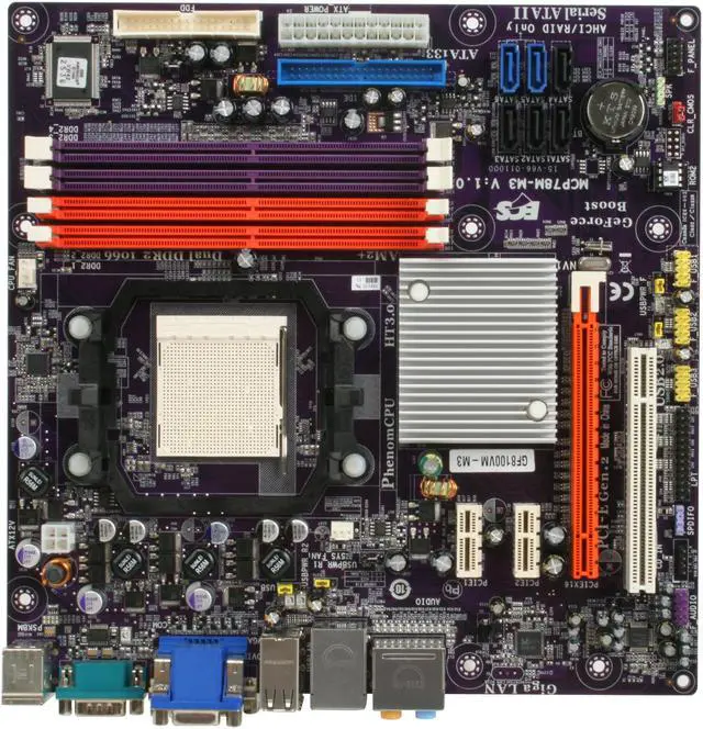 Alt view image 3 of 5 - ECS GF8100VM-M3 AM3/AM2+ NVIDIA GeForce 8100 Micro ATX AMD Motherboard