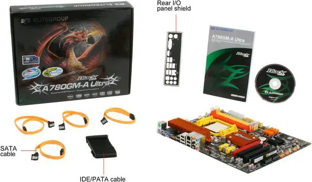 Alt view image 5 of 5 - ECS A780GM-A Ultra AM3/AM2+ AMD 780G HDMI ATX AMD Motherboard