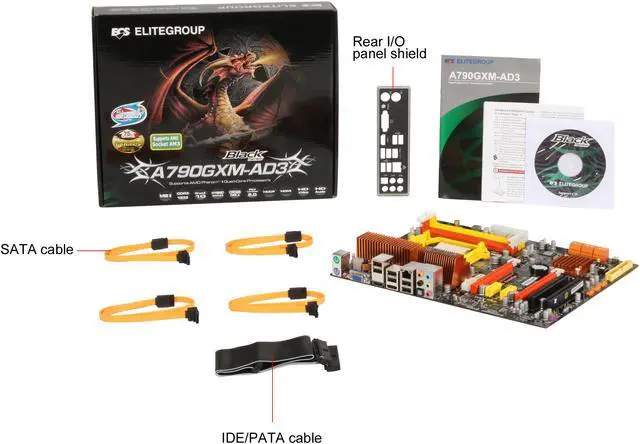 Alt view image 5 of 5 - ECS BLACK SERIES A790GXM-AD3 AM3 AMD 790GX HDMI ATX AMD Motherboard