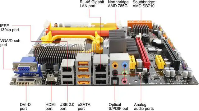 Alt view image 8 of 11 - ECS Black Series A785GM-M AM3 AMD 785G HDMI Micro ATX AMD Motherboard