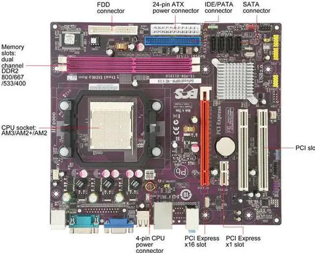 Alt view image 9 of 11 - ECS GeForce6100PM-M2(V3.0) AM3/AM2+/AM2 NVIDIA GeForce 6150SE/nForce 430 Micro ATX AMD Motherboard