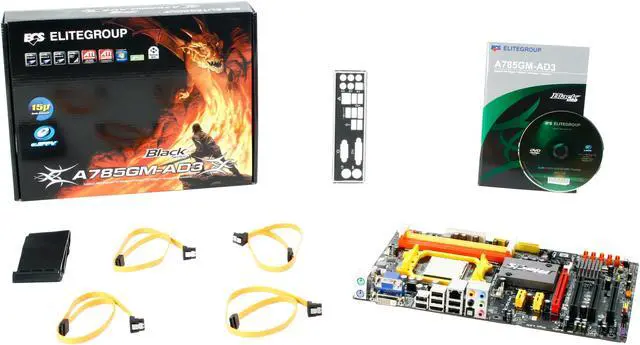 Alt view image 5 of 5 - ECS Black Series A785GM-AD3(1.0) AM3 AMD 785G ATX AMD Motherboard
