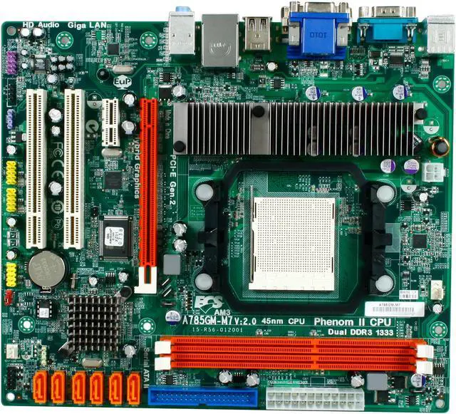 Alt view image 3 of 5 - ECS A785GM-M7 AM3 AMD 785G Micro ATX AMD Motherboard