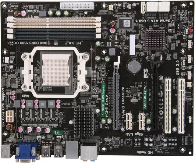 Alt view image 3 of 5 - ECS A885GM-A2 (V1.1) AM3 AMD 880G ATX AMD Motherboard