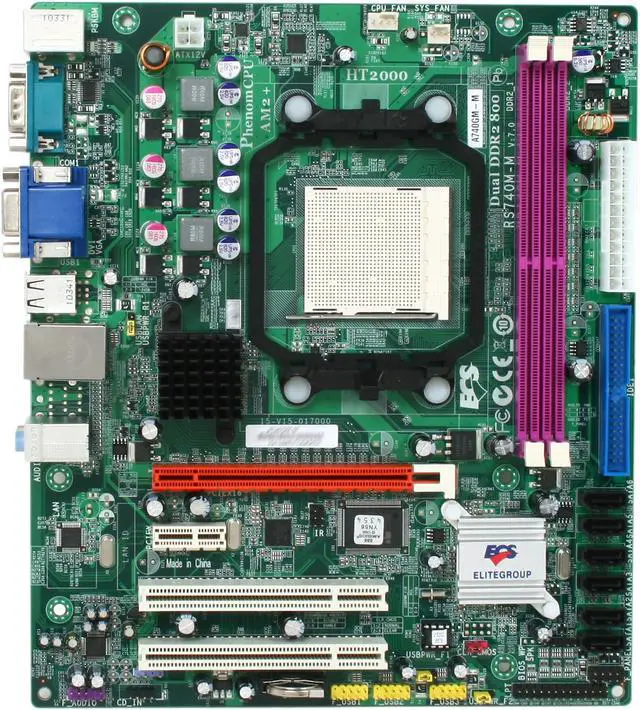 Alt view image 3 of 4 - ECS A740GM-M (V7.0) AM2+/AM2 AMD 740G Micro ATX AMD Motherboard