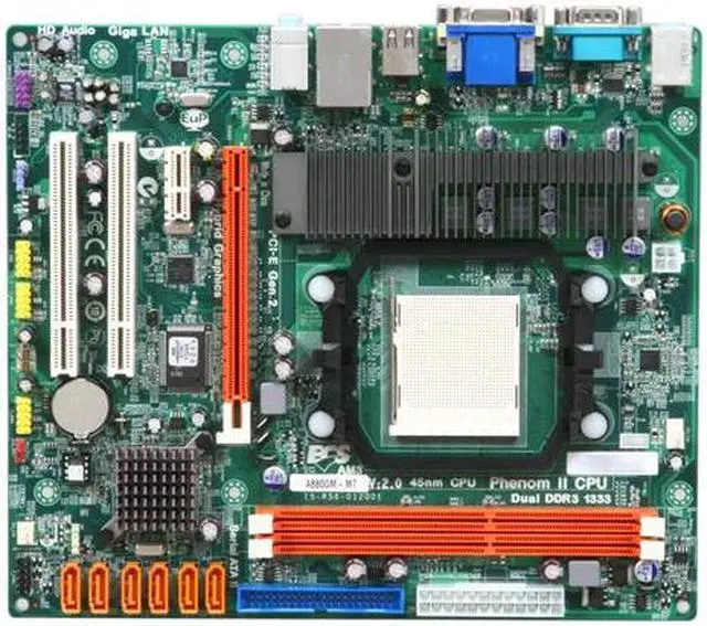 Alt view image 3 of 5 - ECS A880GM-M7 (V2.0) AM3 AMD 880G Micro ATX AMD Motherboard