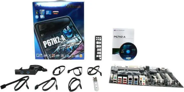 Alt view image 5 of 5 - ECS Black Extreme P67H2-A Hydra LGA 1155 Intel P67 SATA 6Gb/s USB 3.0 ATX Intel Motherboard