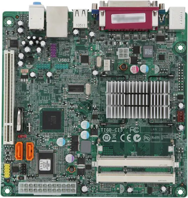 Alt view image 3 of 5 - ECS TIGD-CI3(1.0) Intel Atom D525 (1.8GHz, Dual Core) Intel NM10 Mini ITX Motherboard / CPU Combo