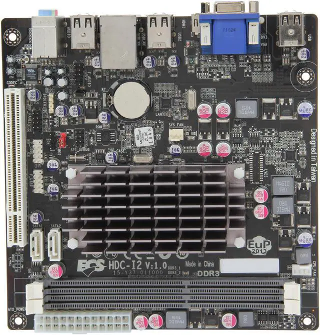 Alt view image 3 of 5 - ECS HDC-I2(1.0) AMD E-350 APU (1.6GHz, Dual-Core) AMD Hudson D1 Mini ITX Motherboard / CPU Combo