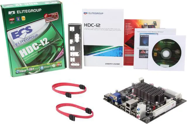Alt view image 5 of 5 - ECS HDC-I2(1.0) AMD E-350 APU (1.6GHz, Dual-Core) AMD Hudson D1 Mini ITX Motherboard / CPU Combo