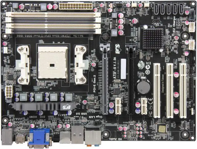 Alt view image 3 of 5 - ECS A75F-A FM1 AMD A75 (Hudson D3) USB 3.0 HDMI ATX AMD Motherboard