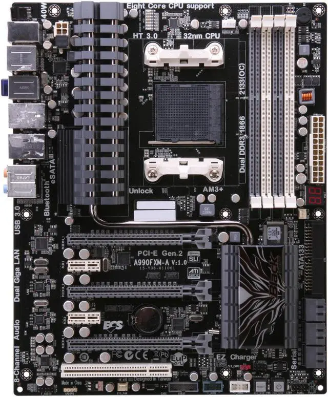 Alt view image 3 of 5 - ECS Black Series A990FXM-A V1.0 CFX/SLI AM3+ AMD 990FX SATA 6Gb/s USB 3.0 ATX AMD Motherboard