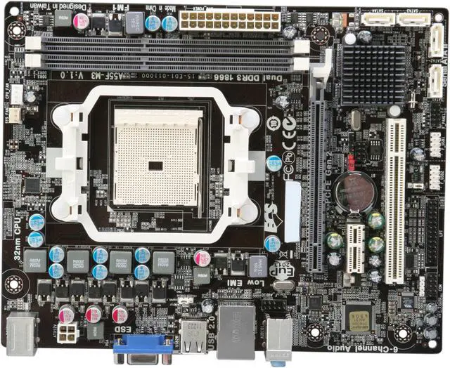Alt view image 3 of 5 - ECS A55F-M3(1.0) FM1 AMD A55 (Hudson D2) Micro ATX AMD Motherboard