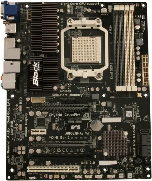 Alt view image 3 of 5 - ECS A890GXM-A2(2.0) AM3+ AMD 890GX USB 3.0 HDMI ATX AMD Motherboard