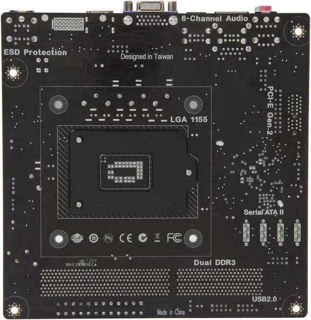 Alt view image 4 of 5 - ECS H61H2-I3 (v1.0) LGA 1155 Intel H61 HDMI Mini ITX Intel Motherboard