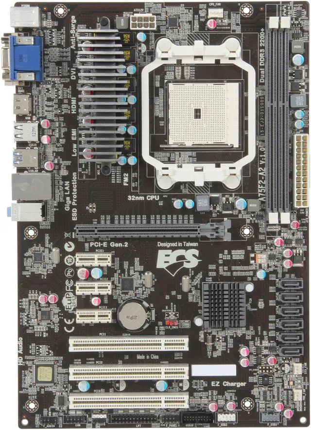 Alt view image 3 of 5 - ECS A75F2-A2(1.0) FM2 AMD A75 (Hudson D3) USB 3.0 HDMI ATX AMD Motherboard