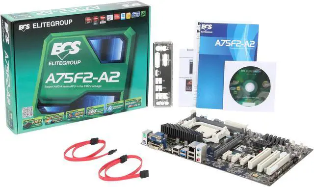 Alt view image 5 of 5 - ECS A75F2-A2(1.0) FM2 AMD A75 (Hudson D3) USB 3.0 HDMI ATX AMD Motherboard
