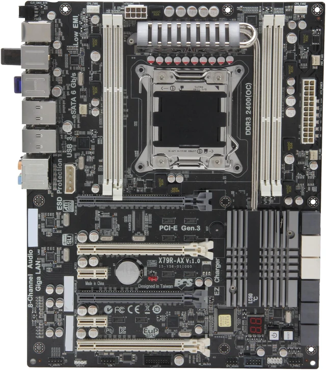 Alt view image 3 of 5 - ECS X79R-AX (V1.0x) LGA 2011 Intel X79 USB 3.0 ATX Intel Motherboard