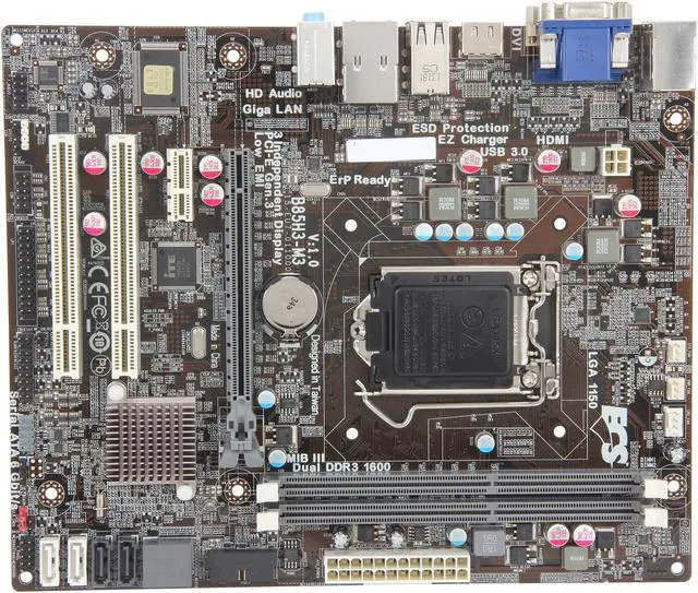 Alt view image 3 of 5 - ECS B85H3-M3 (V1.0) LGA 1150 Intel B85 HDMI USB 3.0 Micro ATX Intel Motherboard