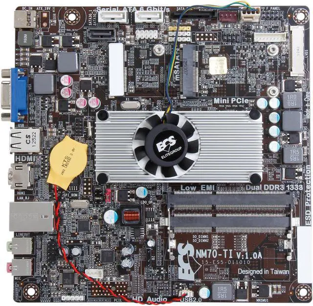 Alt view image 3 of 5 - ECS NM70-TI (V1.0A) Intel Celeron 847/807 Intel NM70 Thin Mini-ITX Motherboard / CPU / VGA Combo