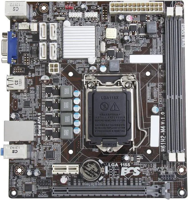 Alt view image 3 of 5 - ECS H61H2-M4 (V1.0) LGA 1155 Intel H61 Micro ATX Intel Motherboard