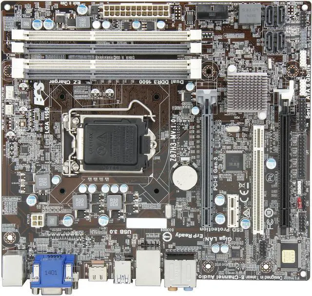 Alt view image 3 of 5 - ECS Z87H3-M(V1.0) LGA 1150 Intel Z87 HDMI USB 3.0 Micro ATX Intel Motherboard