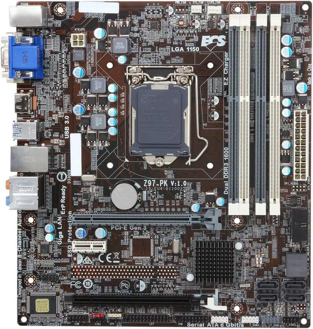 Alt view image 3 of 5 - ECS Z97-PK(V1.0) LGA 1150 Intel Z97 HDMI USB 3.0 Micro ATX Intel Motherboard